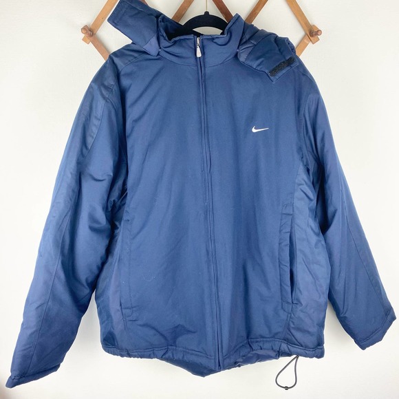 Vintage Nike Swoosh Navy Puffer Coat Size L - Picture 1 of 6